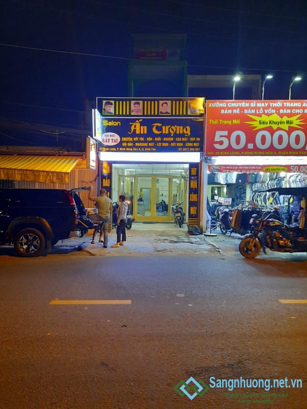 Sang tiệm tóc còn mới 100% mặt tiền đường Bình Long, phường Bình Hưng Hòa A, quận Bình Tân.  
